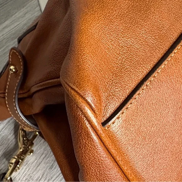 Authentic Mulberry Alexa Leather Satchel with Brass Turnlock - Cognac Brown - Picture 10 of 16